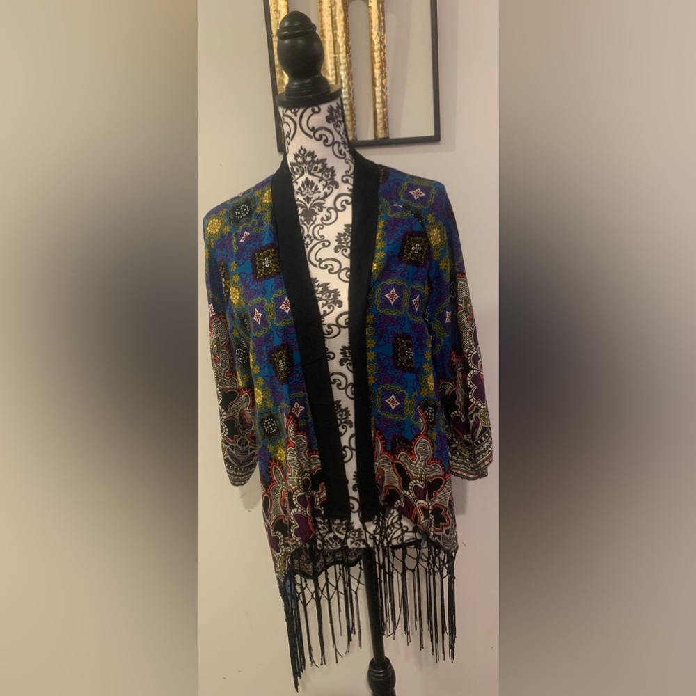 Flying Tomato Open Fringed Kimono